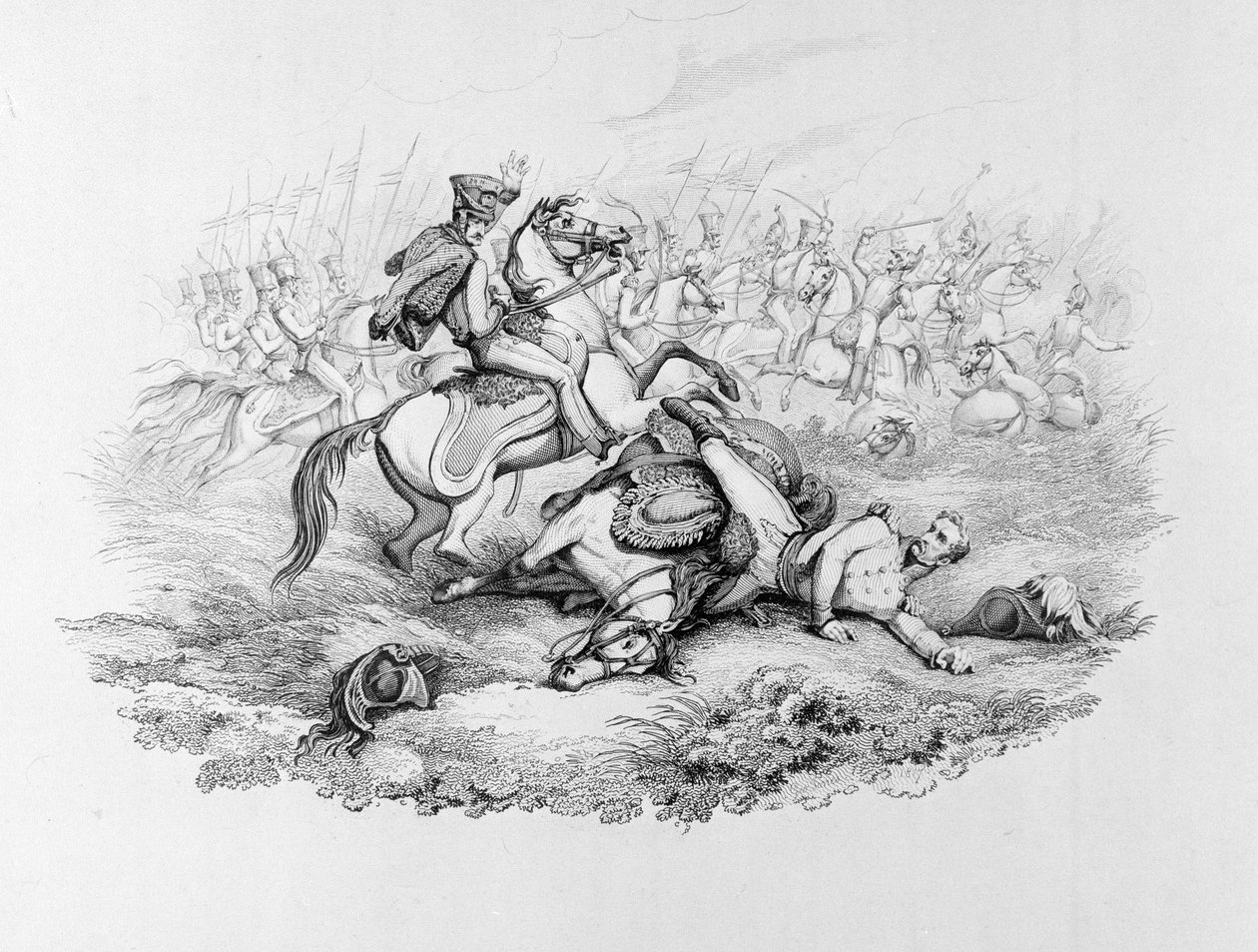 ?Muistattava Waterloon taistelu – marsalkka Blücherin vaarallinen tilanne Lignyn taistelussa, 1815? tekijältä George Jones