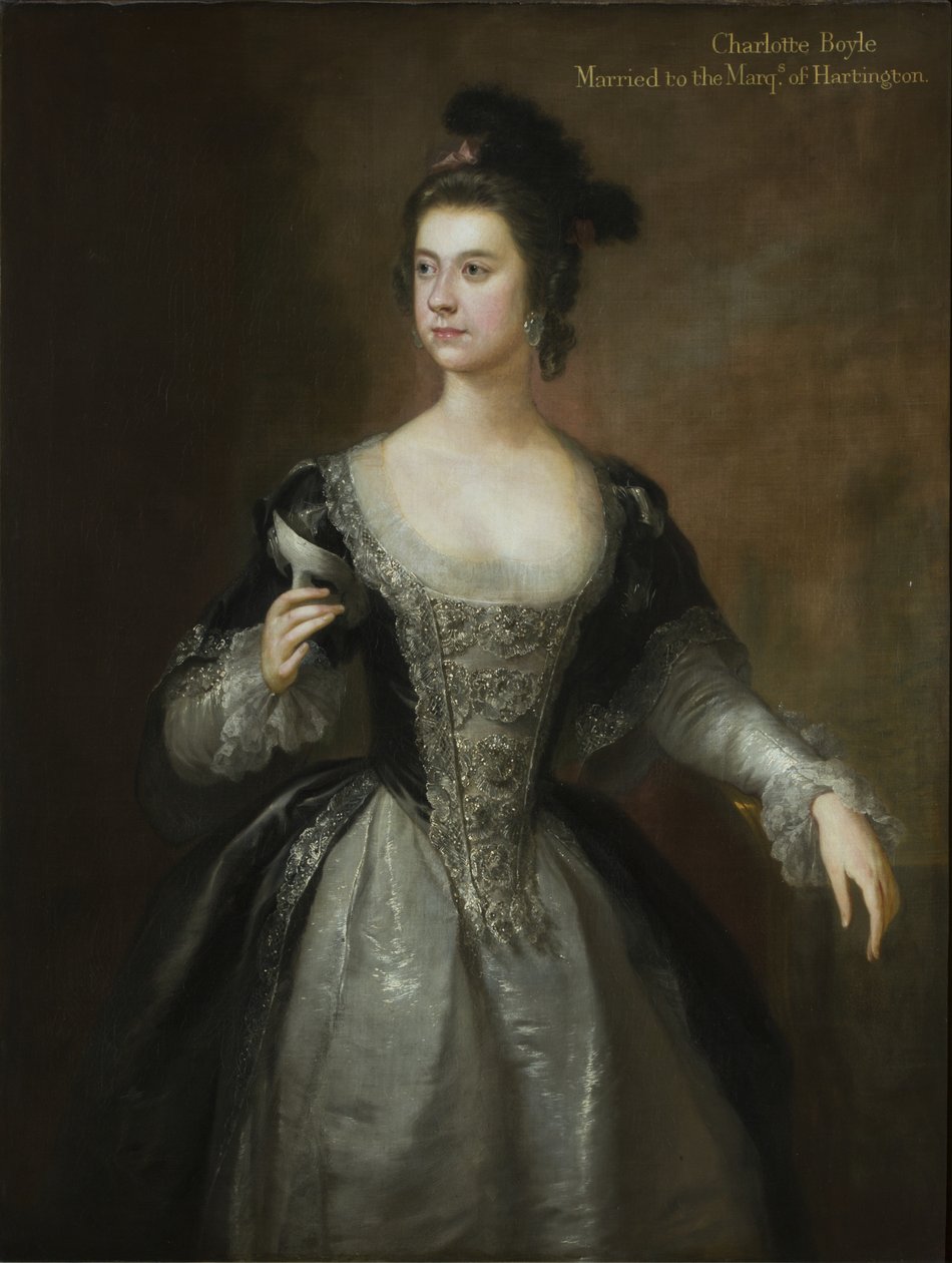 Lady Charlotte Boylen, Baroness Cliffordin ja Marchioness of Hartingtonin muotokuva, n. 1748-56 (öljy kankaalle) tekijältä George Knapton