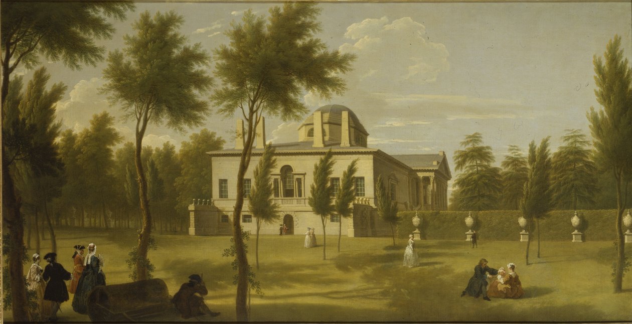 Näkymä Chiswick Villaan nurmikolta, noin 1735 (öljy kankaalle). tekijältä George Lambert