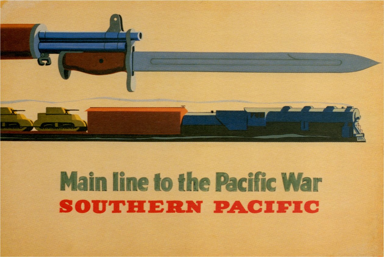Päälinja Tyynenmeren sotaan. Southern Pacific Railroad, 1945 tekijältä George Lerner and Lyman Power