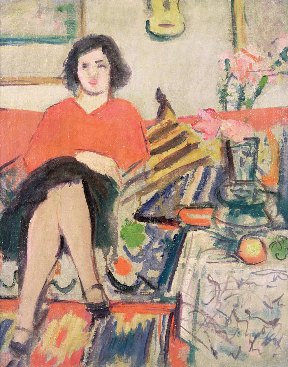 Sisustus figuurilla tekijältä George Leslie Hunter