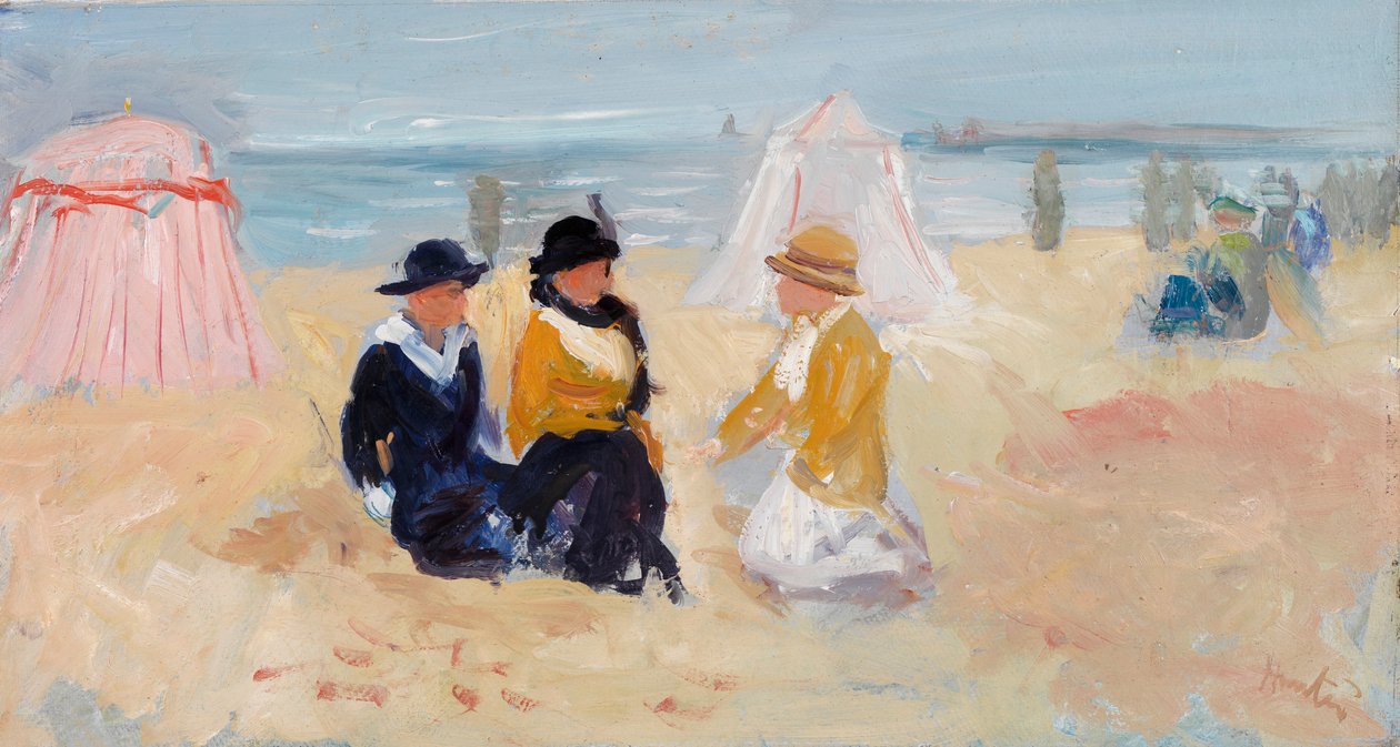 On the Shore, n. 1910-1914 (öljy myllylevylle) tekijältä George Leslie Hunter