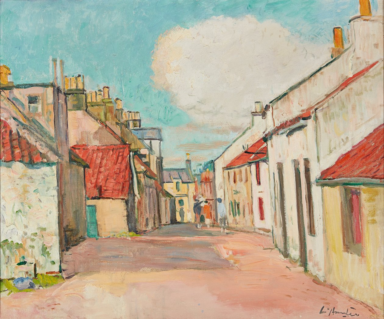 Street Scene, Largo (öljy kankaalle) tekijältä George Leslie Hunter