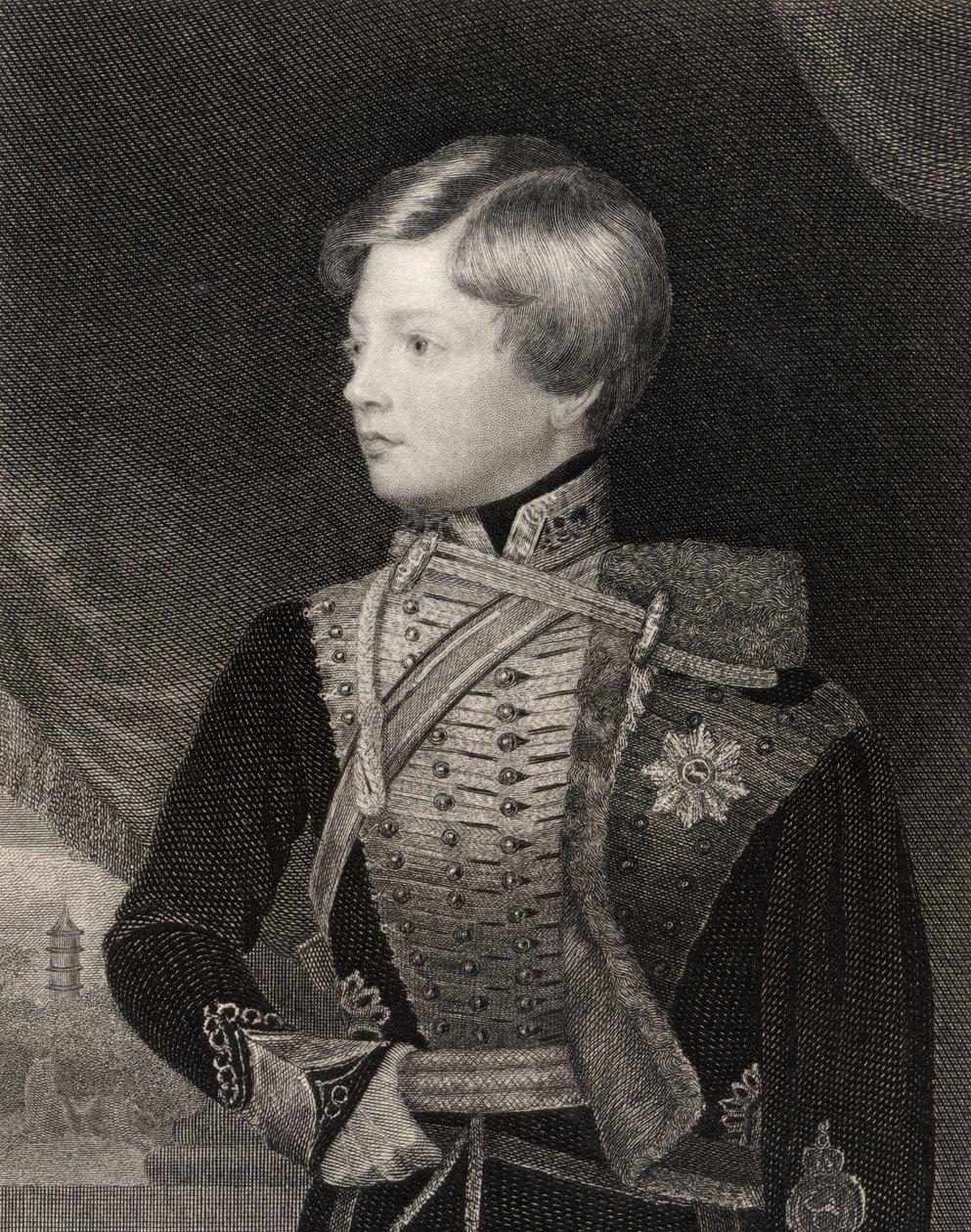 George V, Hannoverin kuningas, kaiverrus T.A. Dean, National Portrait Gallerysta, osa III, julkaistu n. 1835 tekijältä George Lethbridge Saunders