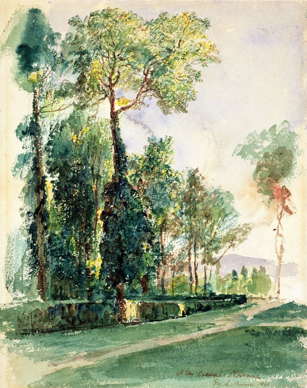 Cascinessa, Firenzessä, 1845 (wc paperilla) tekijältä George Loring Brown