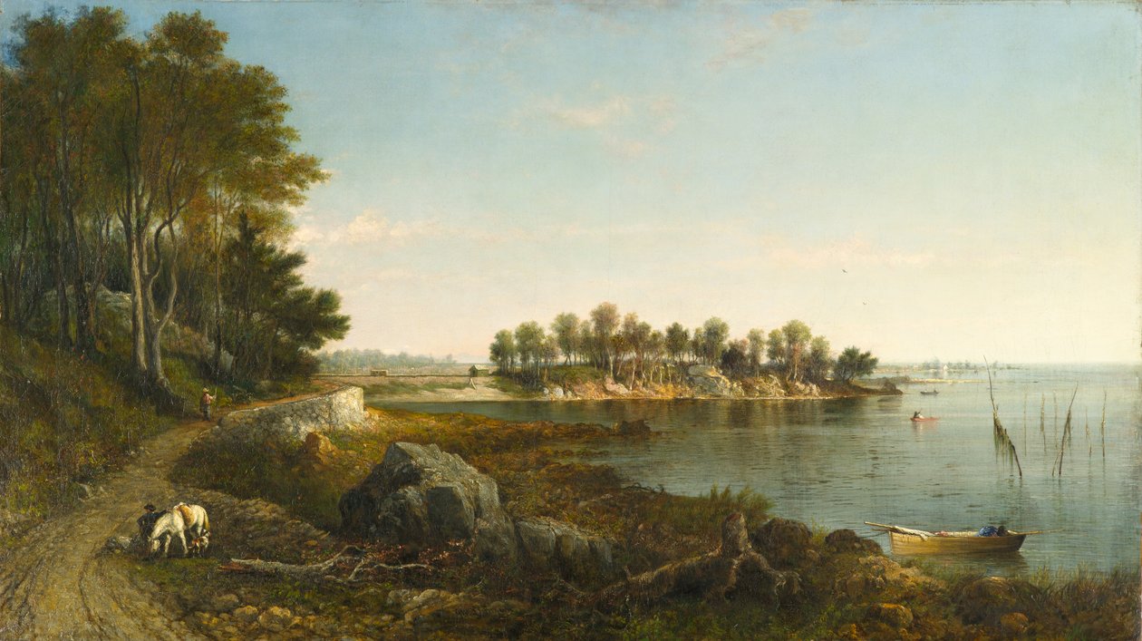 Aamu, näkymä Smithin saarelle, Norwalk Bay, Connecticut tekijältä George Loring Brown
