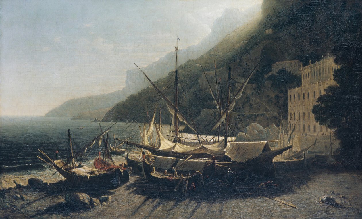 Näkymä Amalfissa, Salernonlahdella, 1857. tekijältä George Loring Brown