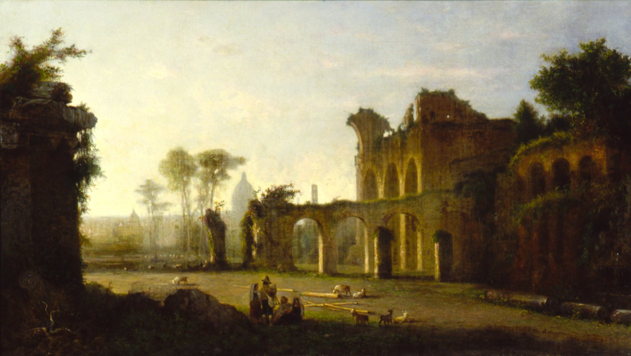 Näkymä rauhantemppelistä Forum Romanumissa, 1864. tekijältä George Loring Brown