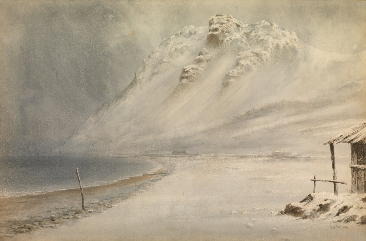 Lumimyrsky Penmaenmawrissa, Pohjois-Walesissa tekijältä George Lothian Hall
