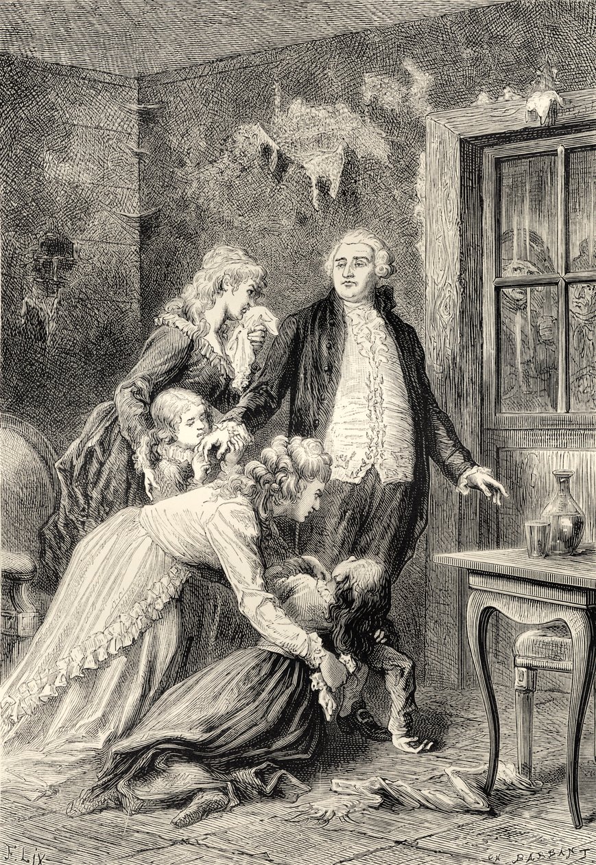 Kuninkaan jäähyväiset perheelleen tammikuussa 1793 (kaiverrus) tekijältä Bartolome Esteban and studio Murillo