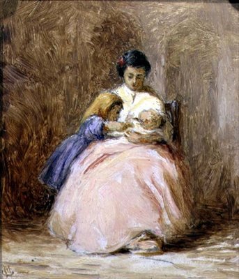 Uusi vauva, n. 1870 (öljy kankaalle) tekijältä George Manson