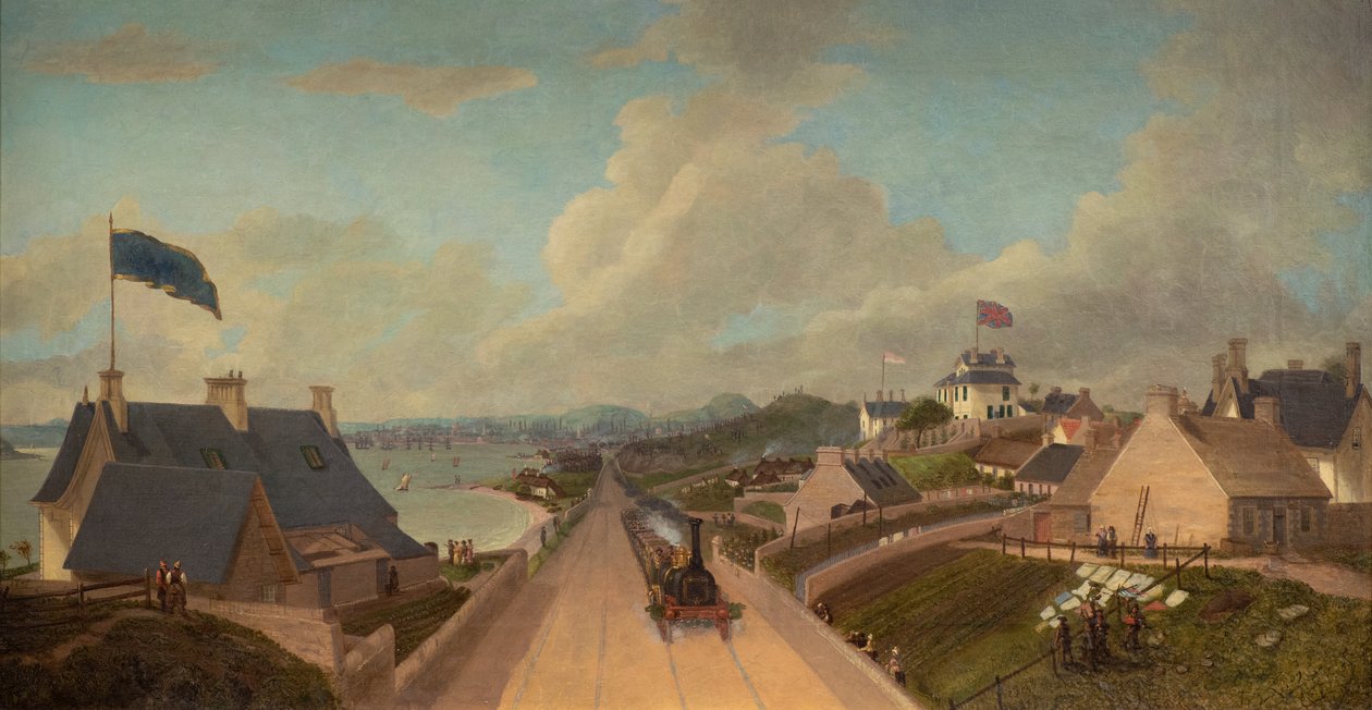 The Opening of the Dundee and Arbroath Railway, c.1838 (oli sobre tela)finès tekijältä George McGillivray