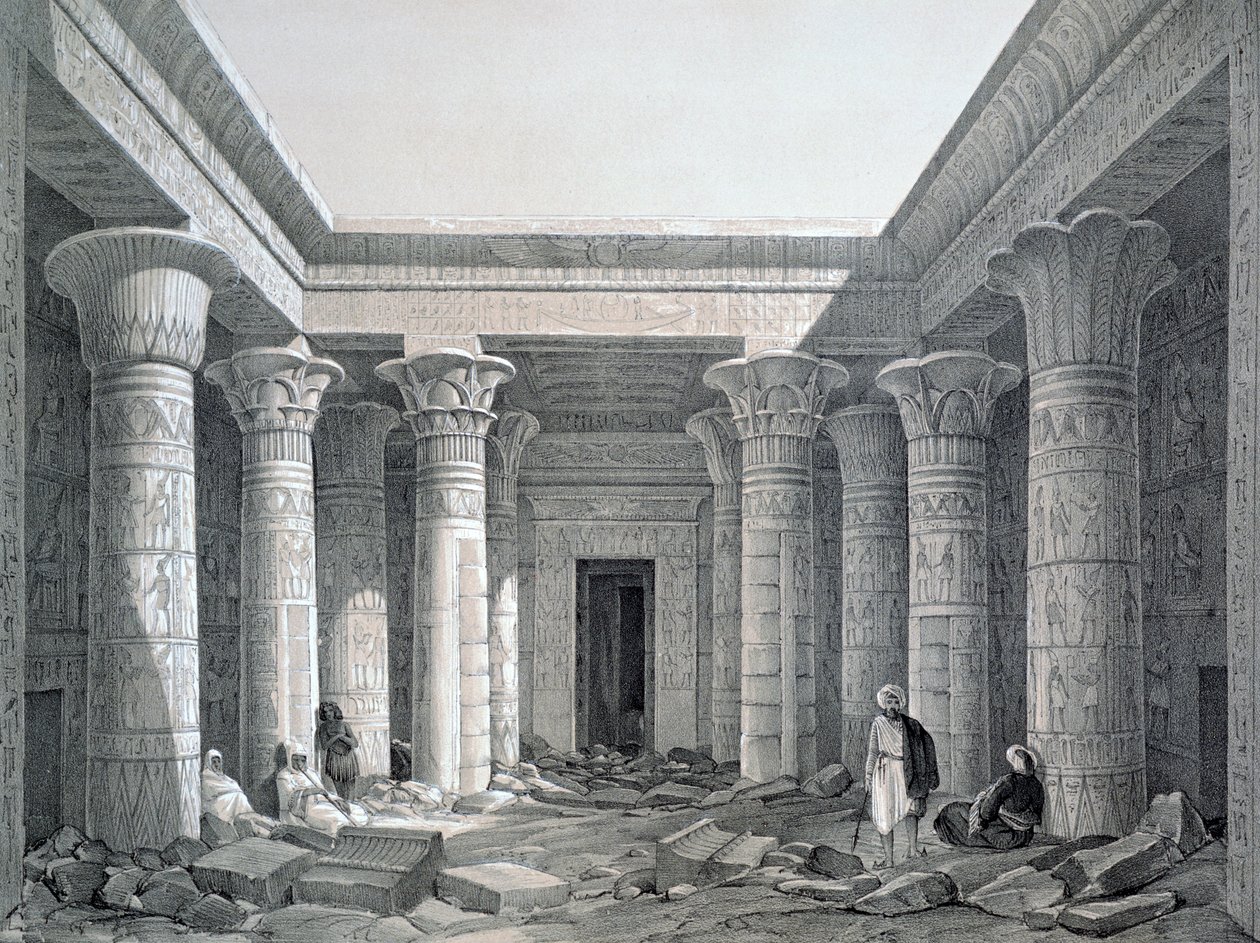 Suuren temppelin tuomioistuin, Philae, Egypti, 1843 tekijältä George Moore