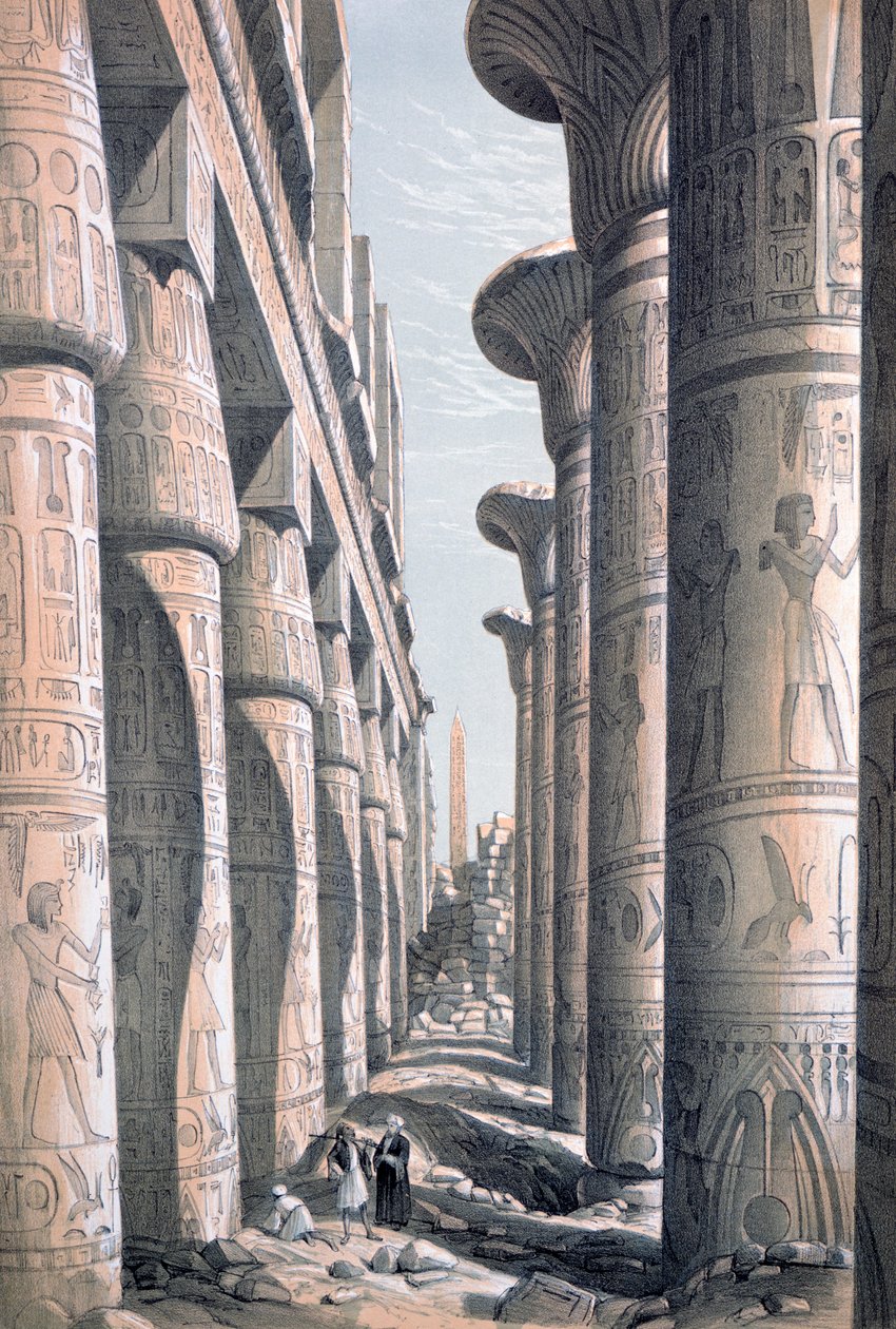 Suuri temppeli, Karnak, Egypti, 1800-luku tekijältä George Moore