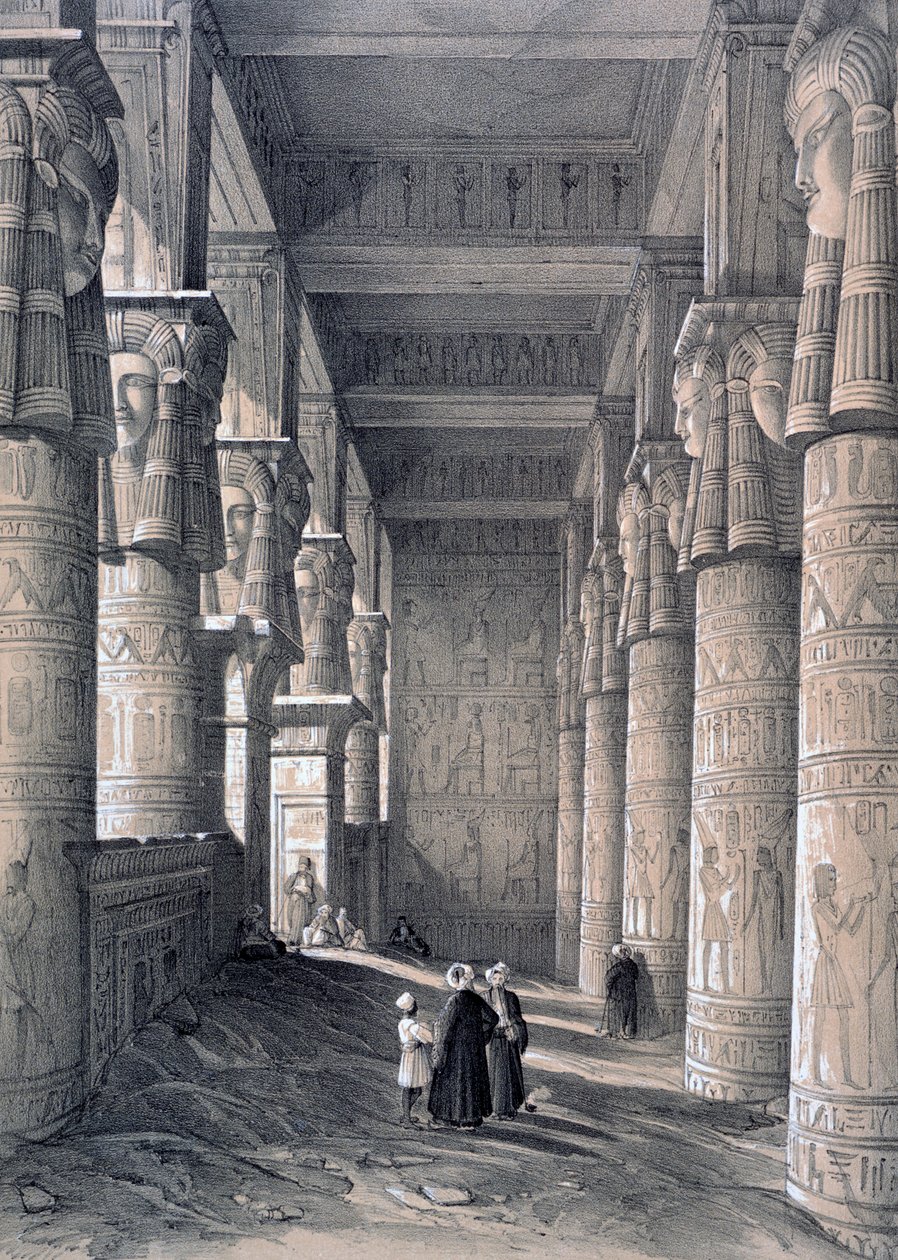 Suuren temppelin sisustus, Denderah, Egypti, 1843 tekijältä George Moore