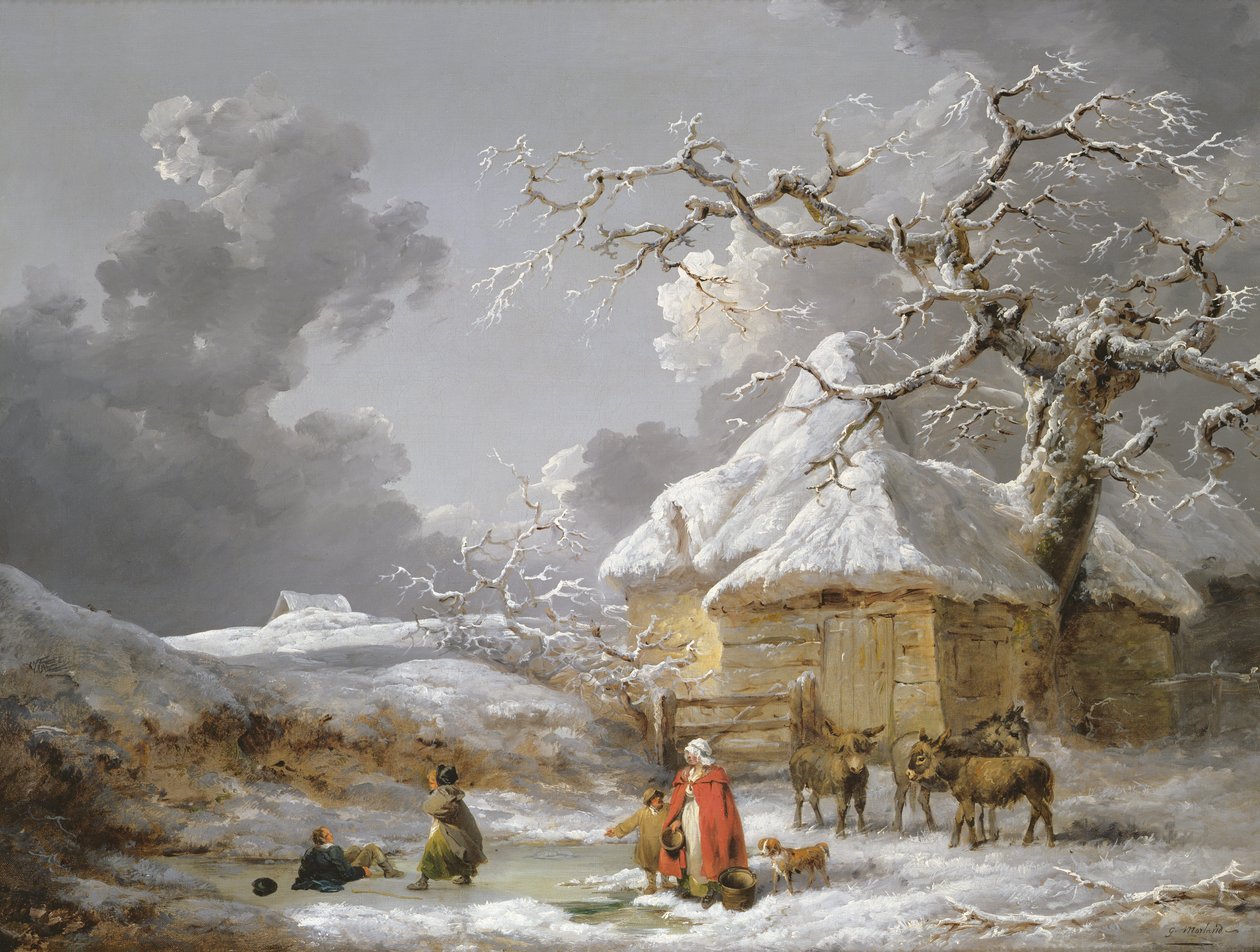 A Fall on the Ice (öljy kankaalle) tekijältä George Morland