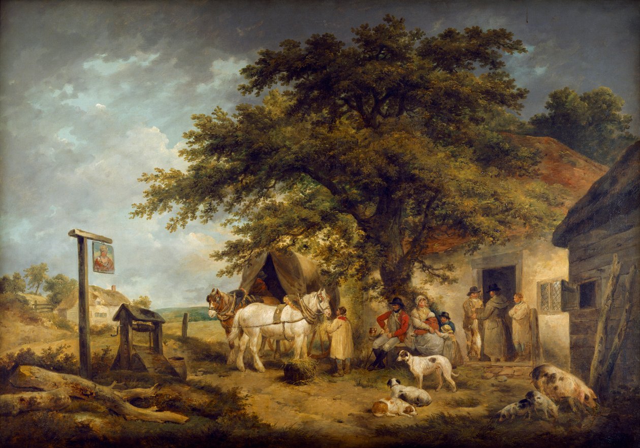 "Sotilas ja hänen perheensä pysähdys", c1795-c1800 tekijältä George Morland