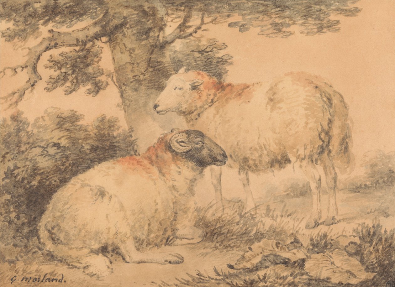 Oinas ja uuhi maisemassa tekijältä George Morland