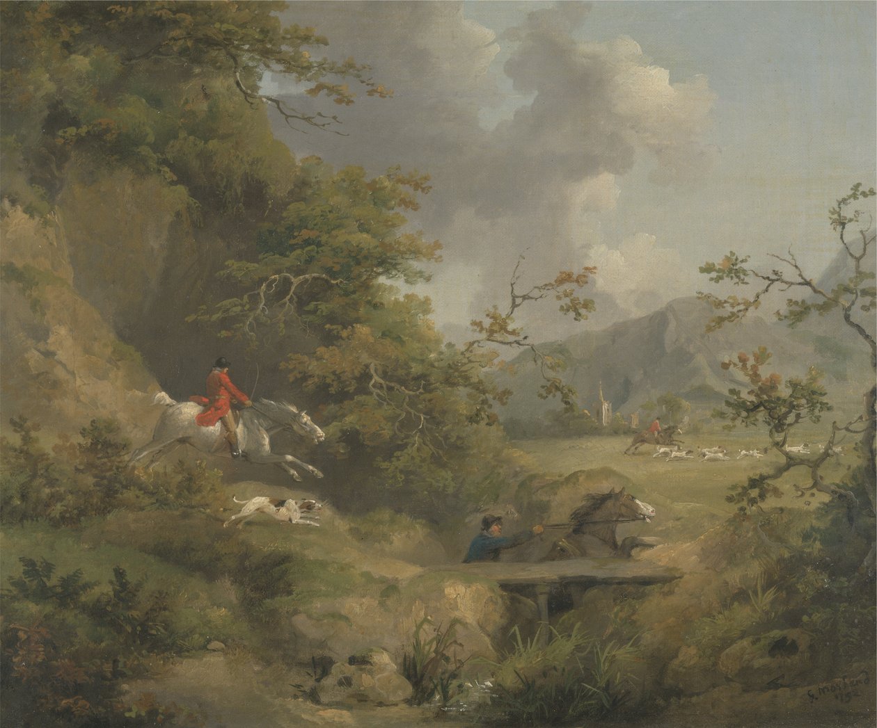 Ketunmetsästys mäkisessä maassa (öljy kankaalle) tekijältä George Morland