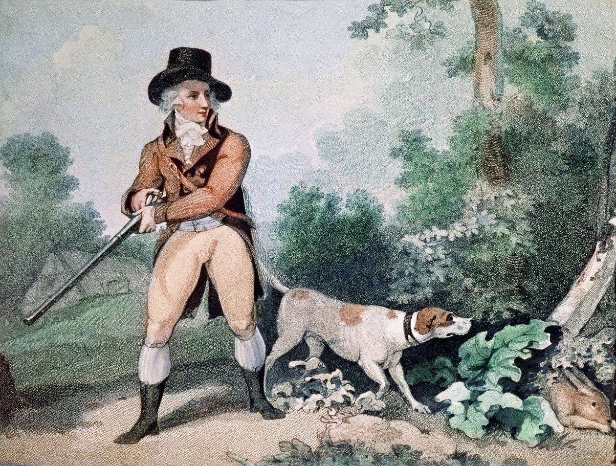 Hare Shooting kaiverrettu C. Cotton (pistekaiverrus) tekijältä George Morland