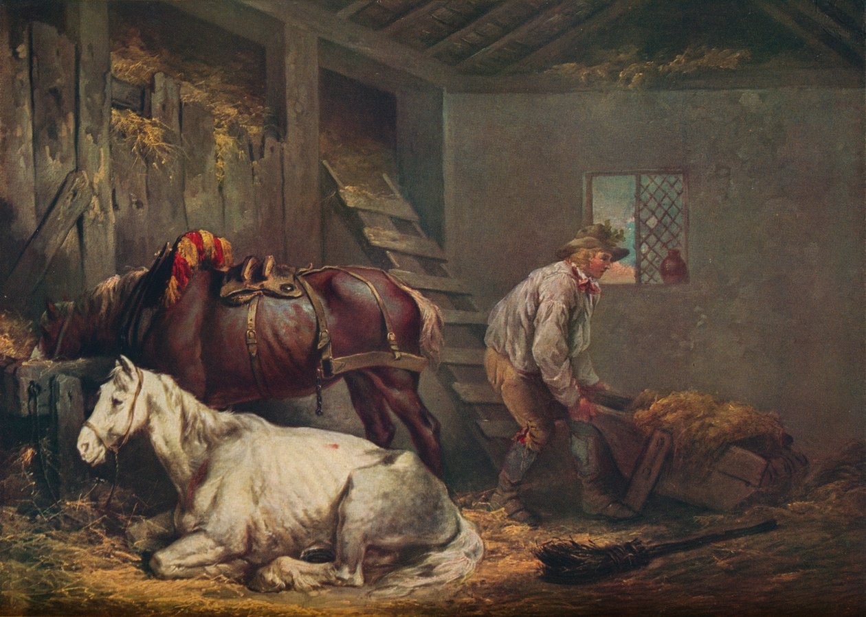 Hevoset tallissa, 1791 tekijältä George Morland