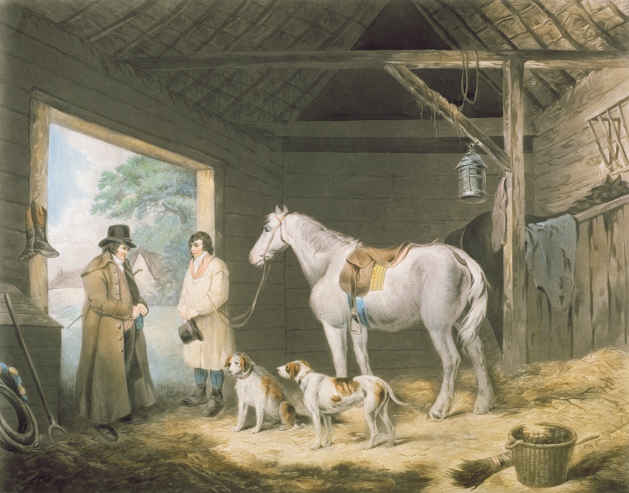 Maksaa isännälle, kaiverrettu Samuel William Reynoldsin (1773-1835) toimesta, julkaisija H. Macklin, 1805 (kaiverrus). tekijältä George Morland