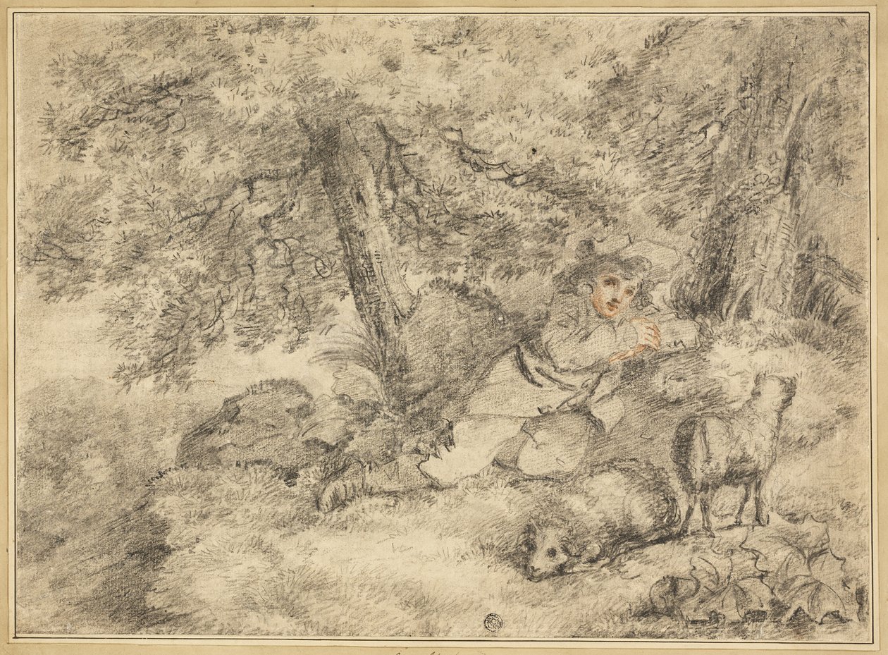 Paimenpoika karitsojen kanssa metsässä tekijältä George Morland