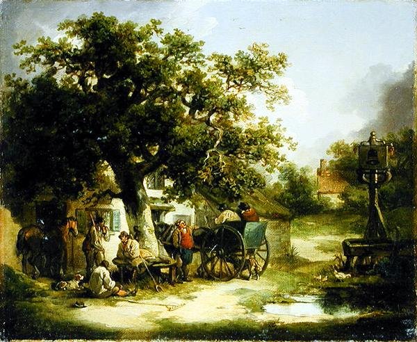 The Bell Inn, Kilburn (öljy kankaalle) tekijältä George Morland