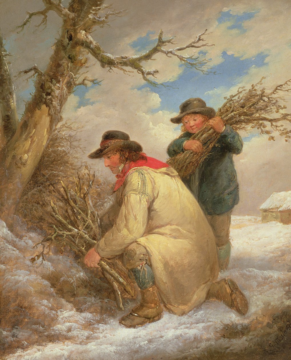 Oksien kerääjät lumessa tekijältä George Morland
