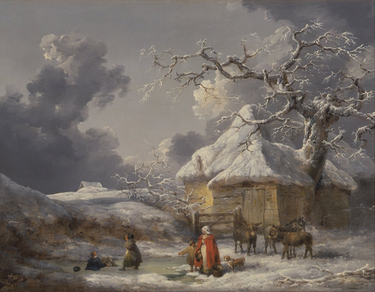 Talvi maisema hahmojen kanssa tekijältä George Morland