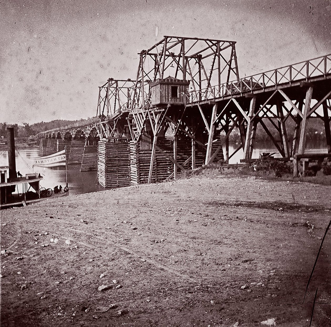 Silta Tennessee-joen yli Chattanoogassa, n. 1864. tekijältä George N. Barnard