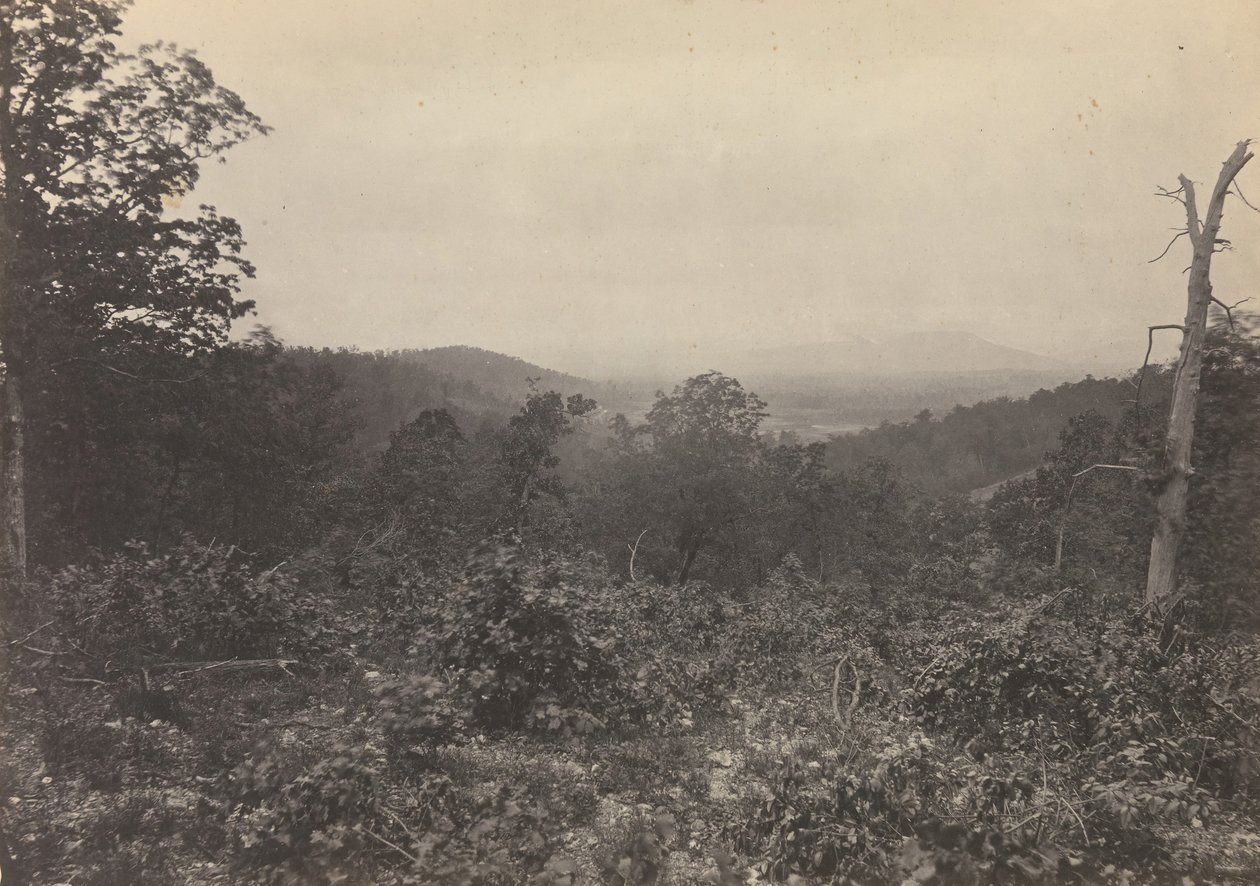 Mission Ridge -kohtaus Shermanin hyökkäyksestä, 1860-luku. tekijältä George N. Barnard