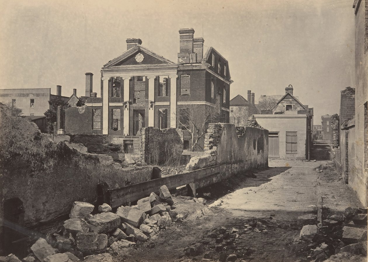 Pinckney Mansionin rauniot, Charleston, Etelä-Carolina, 1860-luku. tekijältä George N. Barnard