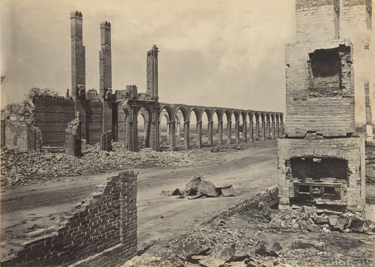 R.R. Depotin rauniot, Charleston, Etelä-Carolina, 1860-luku. tekijältä George N. Barnard