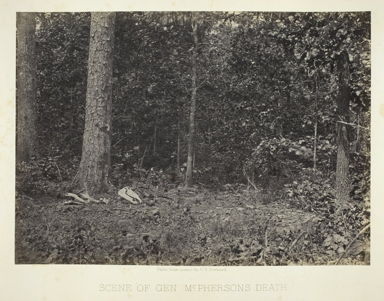 Kenraali McPhersonin kuoleman kohtaus, 186466. tekijältä George N. Barnard