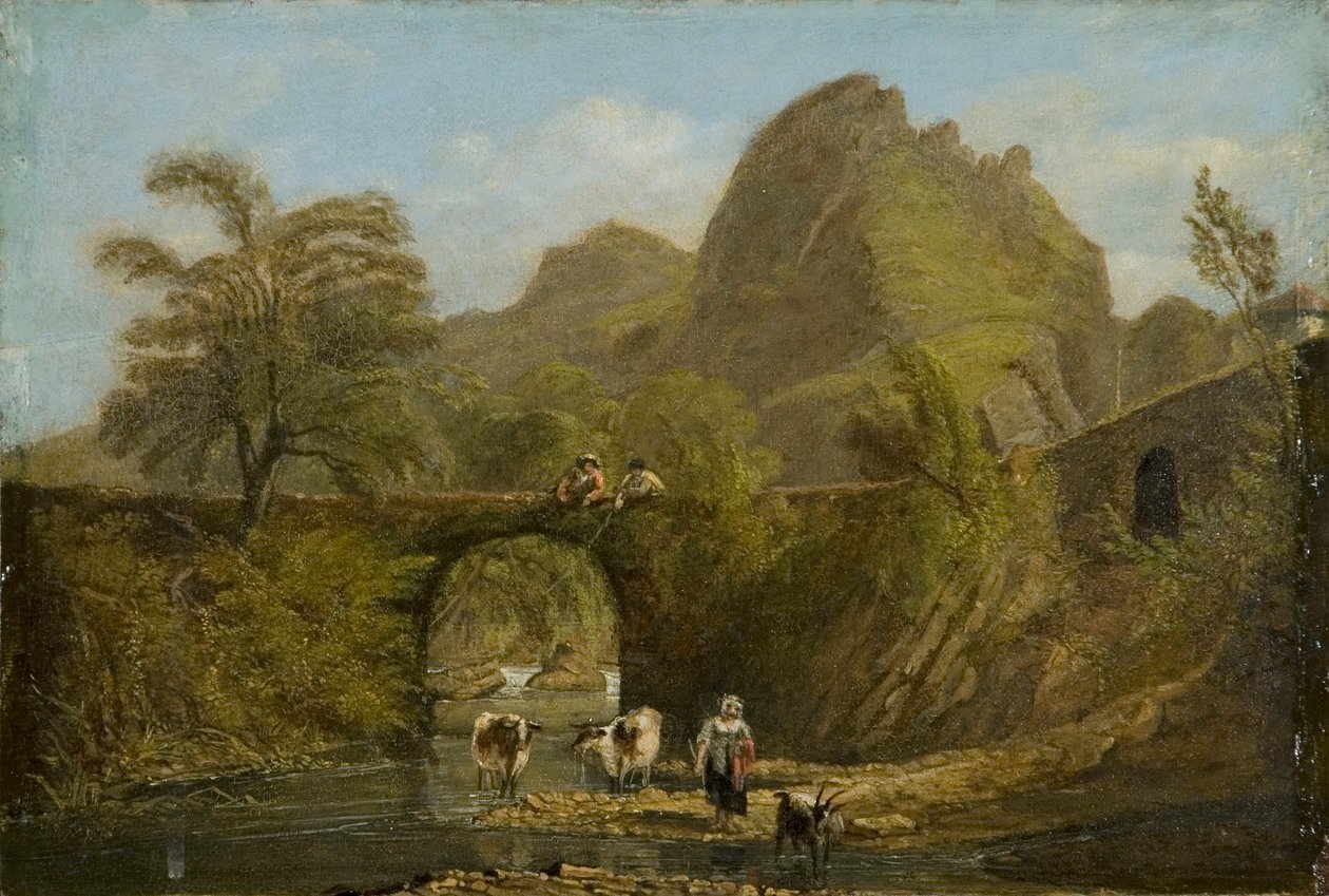 "Dynas Rock and Bridge", 1820 tekijältä George Orleans De La Motte