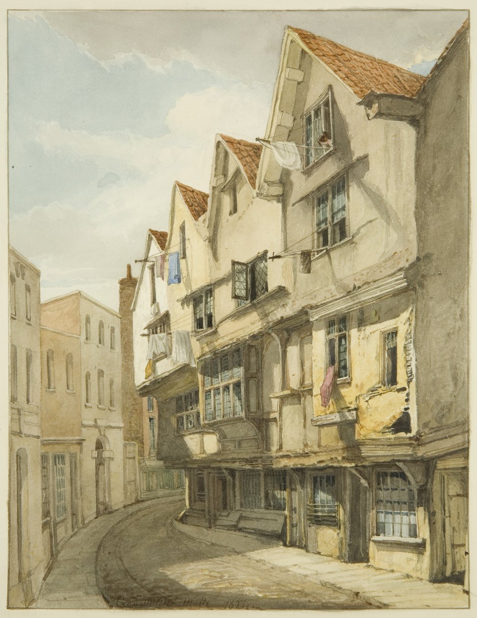 Baldwin Street (kynä ja akvarelli paperille) tekijältä George Orleans Delamotte