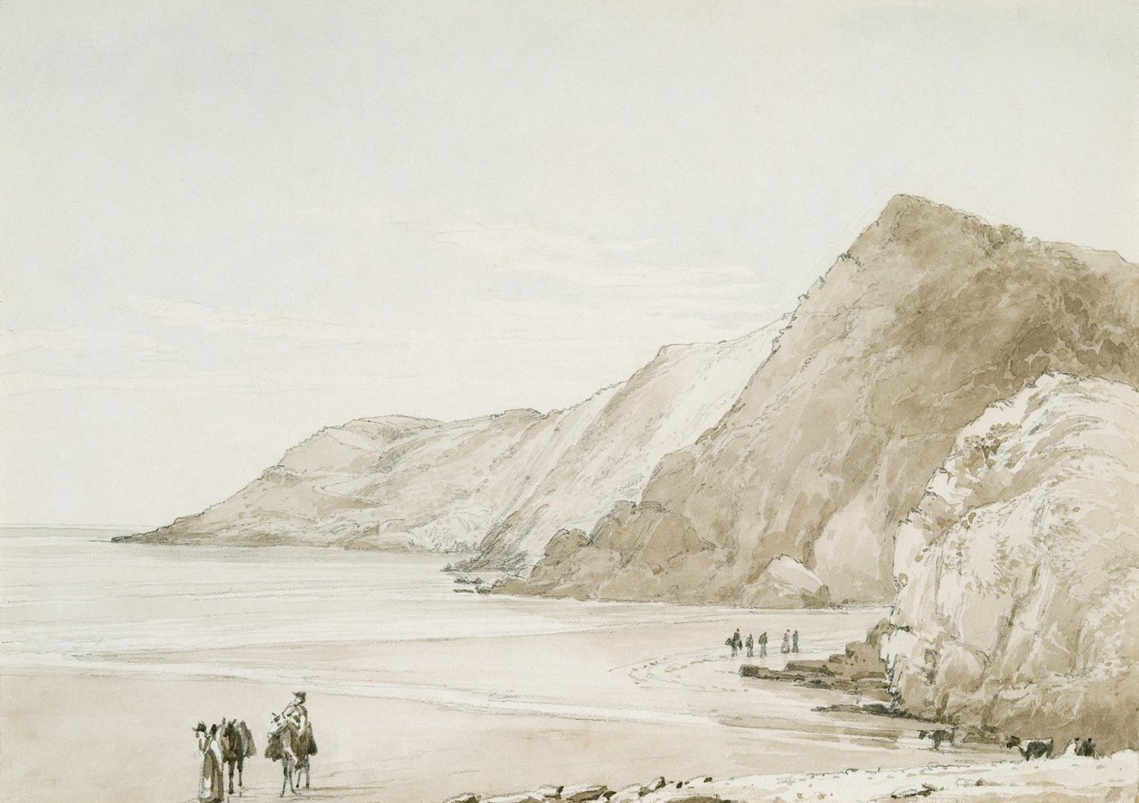 Caswell Bay (vesiväri ja lyijykynä paperille) tekijältä George Orleans Delamotte