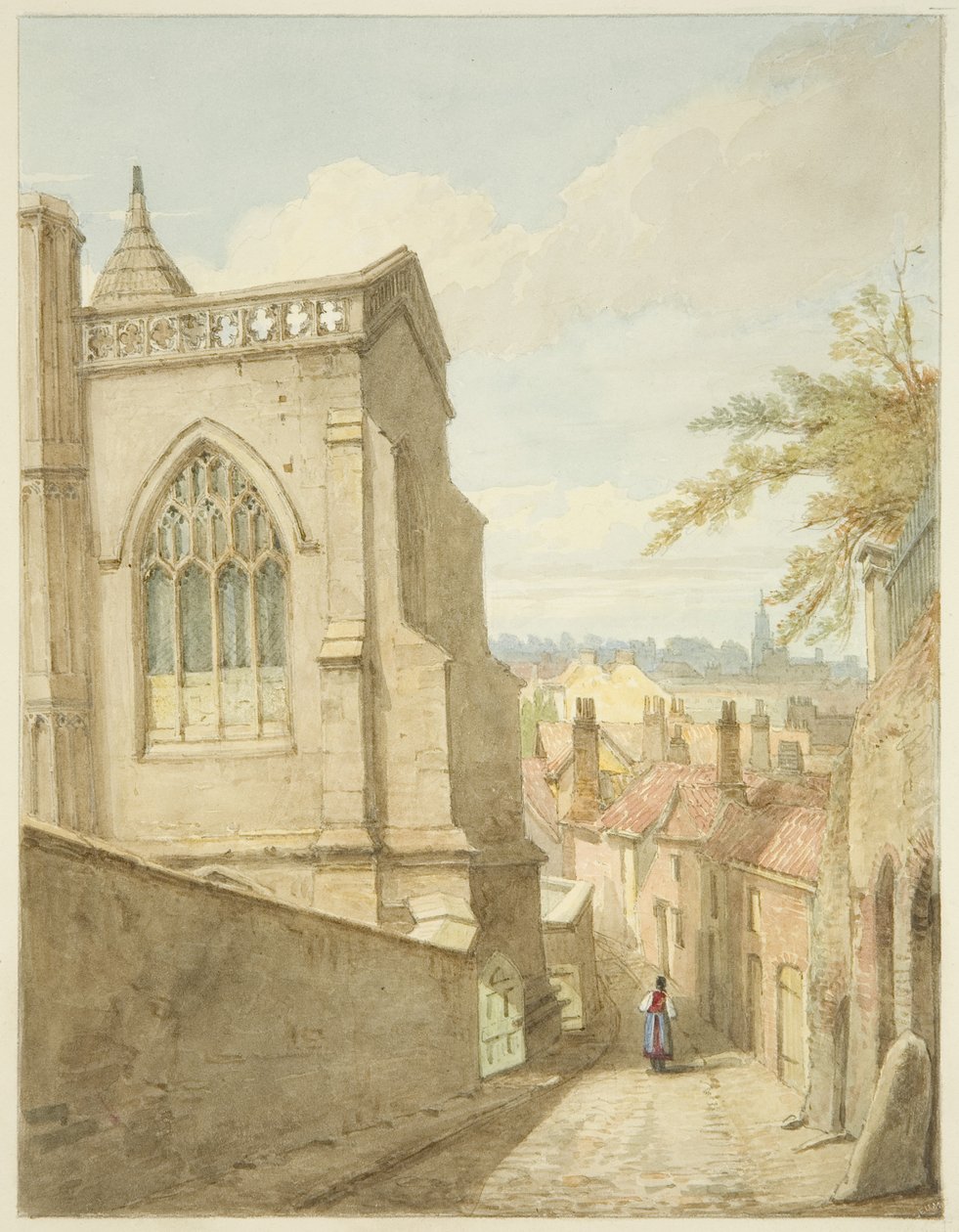 East End of St Mary Redcliffe (kynä ja akvarelli paperilla) tekijältä George Orleans Delamotte