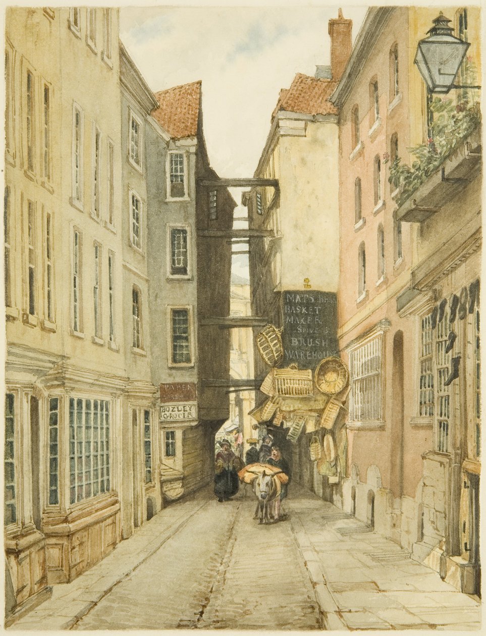 Mary-le-Port Street (kynä ja akvarelli paperille) tekijältä George Orleans Delamotte