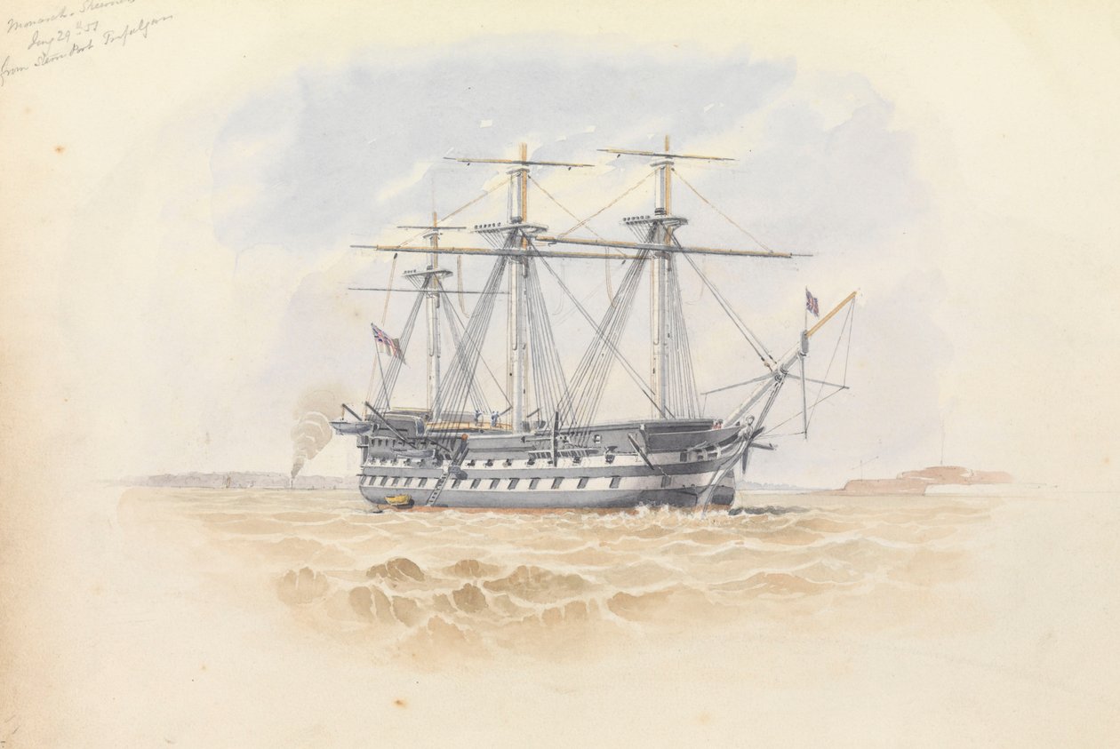 Monarch" Sheernessissä Trafalgarista 29. tammikuuta 1851. tekijältä George Pechell Mends