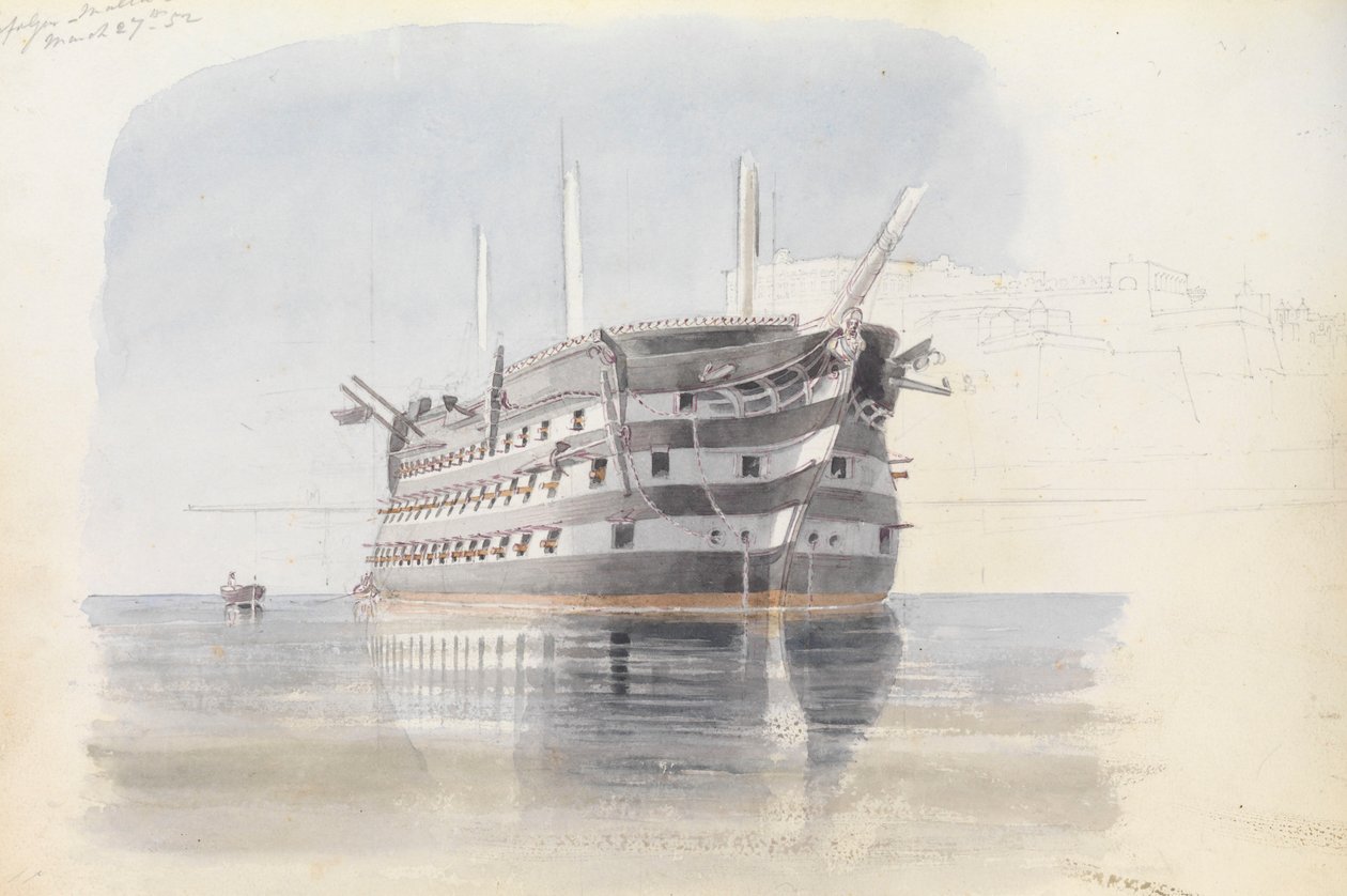 Trafalgar" Ylä-Barraccan alla, Malta, 27. maaliskuuta 1852. tekijältä George Pechell Mends