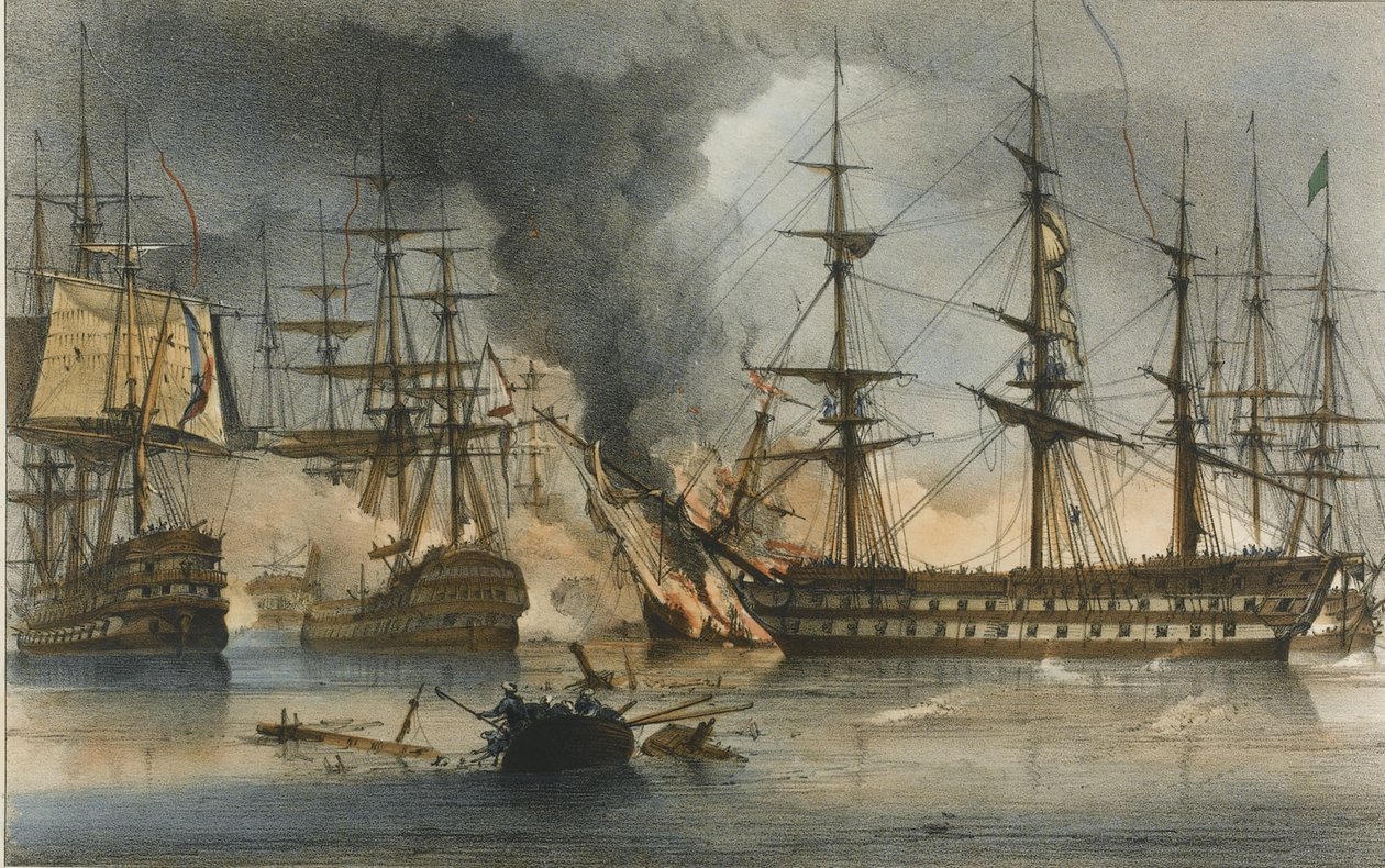 Navarinon meritaistelu 20. lokakuuta 1827 tekijältä George Philip Reinagle