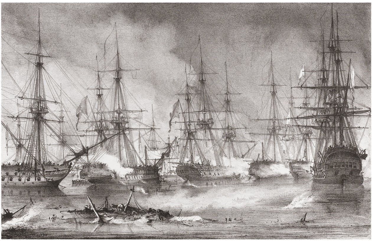 Navarinon meritaistelu 20. lokakuuta 1827, 1828 tekijältä George Philip Reinagle