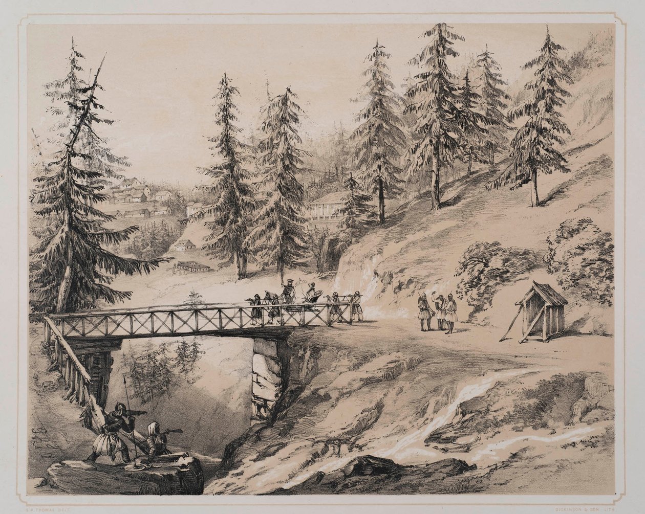 Combermere Bridge, Abbeville ja Barretts Boarding House, 1846 tekijältä George Powell Thomas