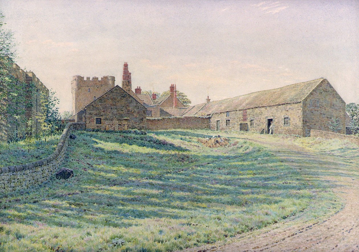 Halton Castle, Northumberland, itäpuoli, 1800-luku (akvarelli) tekijältä George Price Boyce
