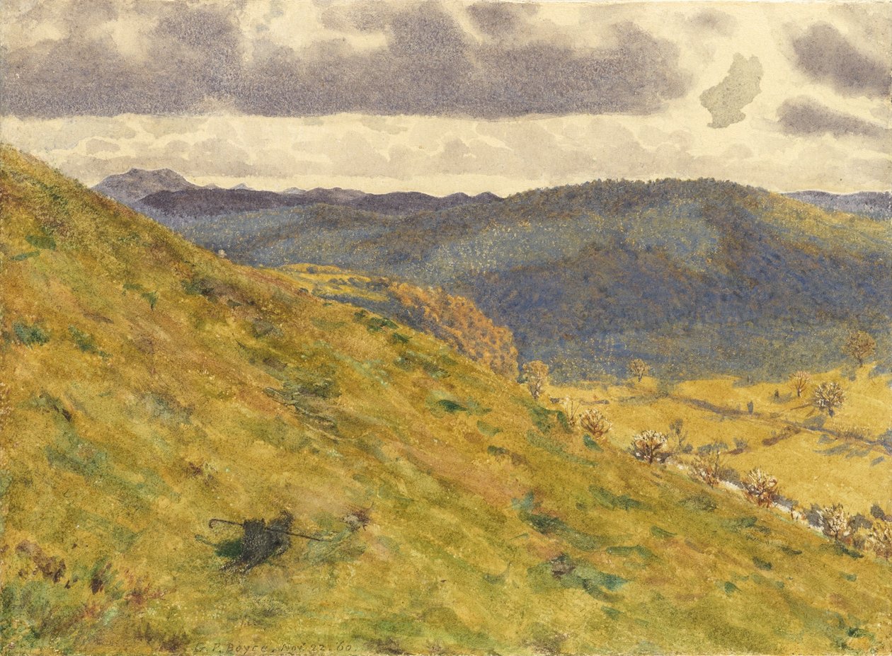 Temen laakso, aurinkoinen marraskuun aamu, 1960 (wc paperilla) tekijältä George Price Boyce