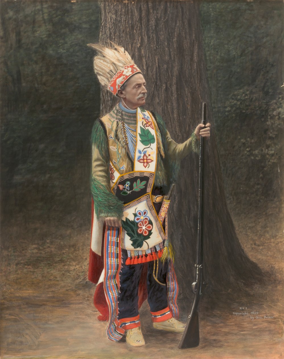 Valkoinen mies Chippewa-asussa, 1800-luvun loppu - 1900-luvun alku. tekijältä George Prince
