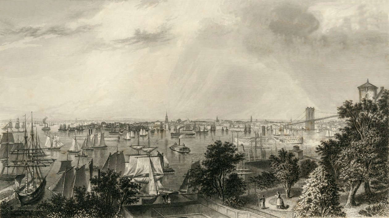 "New Yorkin kaupunki, Brooklyn Heightsista", 1874. tekijältä George R. Hall