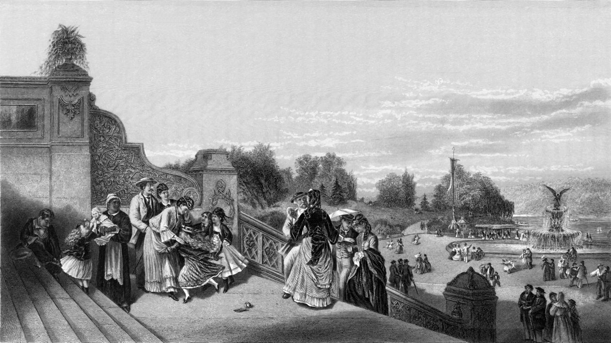 "The Terrace, Central Park, New York", 1874. tekijältä George R. Hall